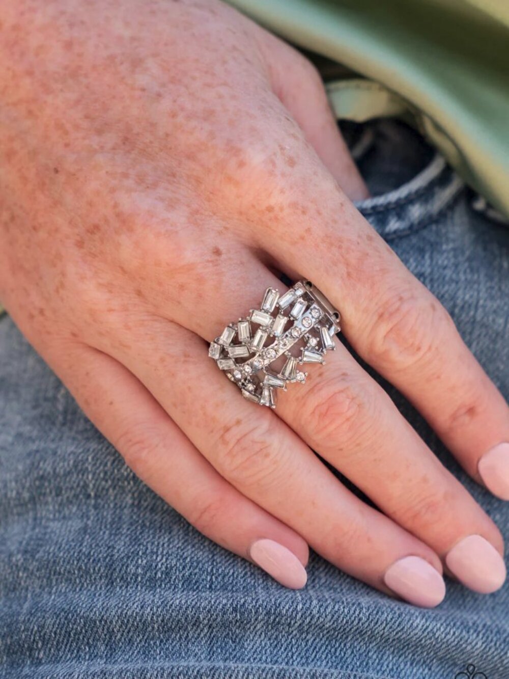Paparazzi Jewelry Accessories - Scattered Sensation - White Ring - Vintage